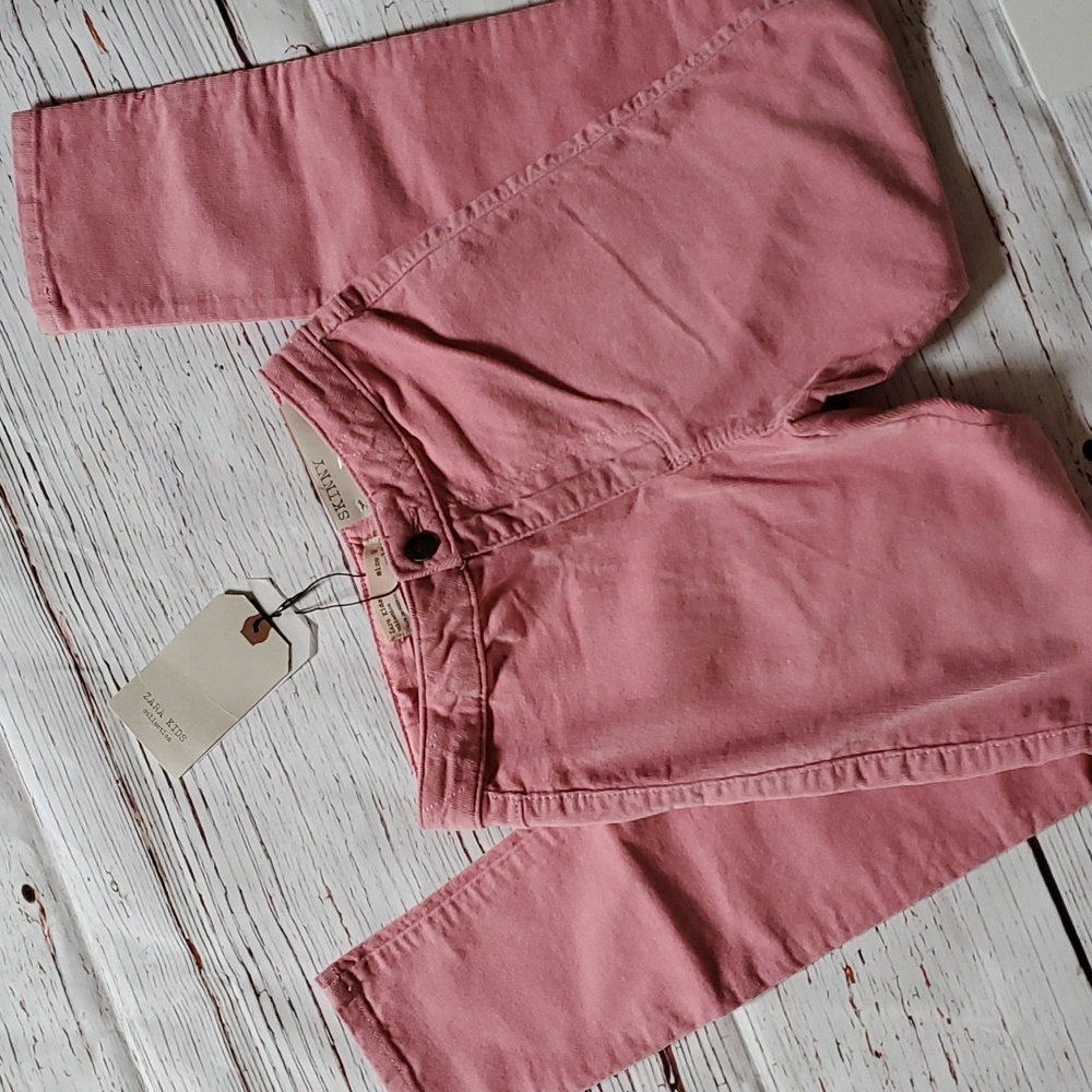 🆕️ ZARA GIRLS PINK SKINNY CORDUROY PANTS 💗